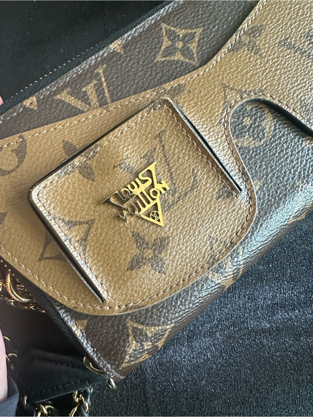 Louis Vuitton Monogram Brown & Tan Chain Wristlet Clutch - Picture 11 of 16